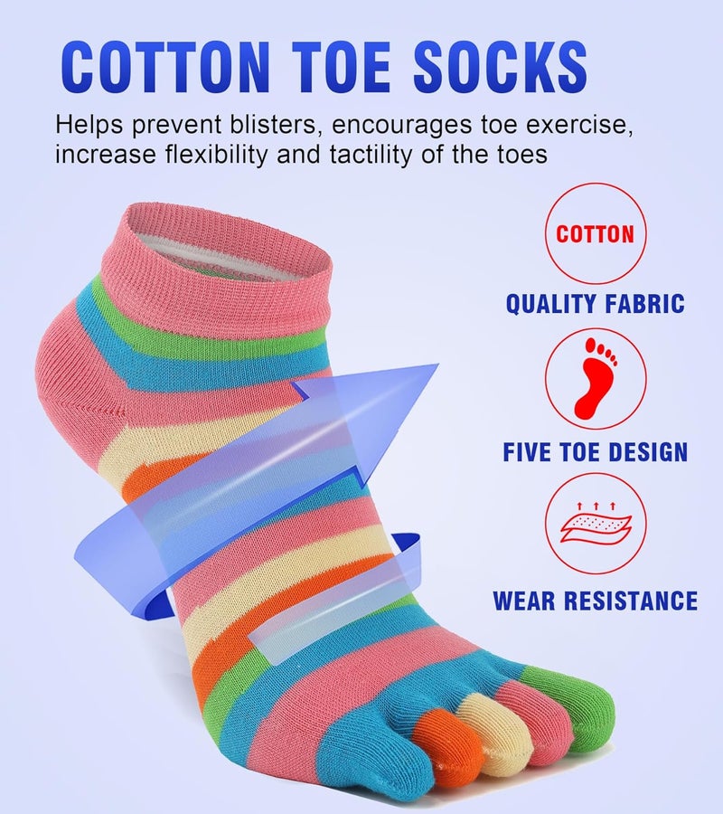 Fasot Women Toe Socks 5 Finger Cotton Wicking Athletic 6 Pack 3 Pack - Image 5